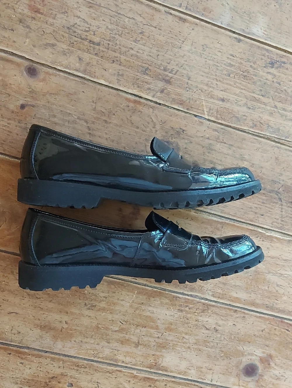 Vibram Black Patent Leather Slip-On Loafers